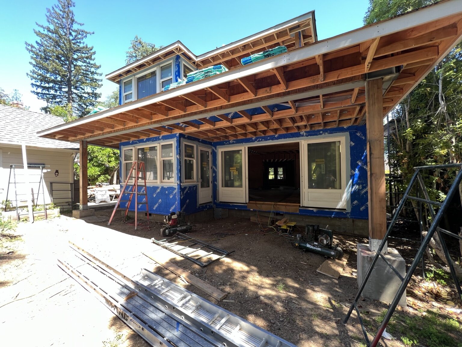 Historic Los Gatos home undergoing a major exterior restoration and rebuild