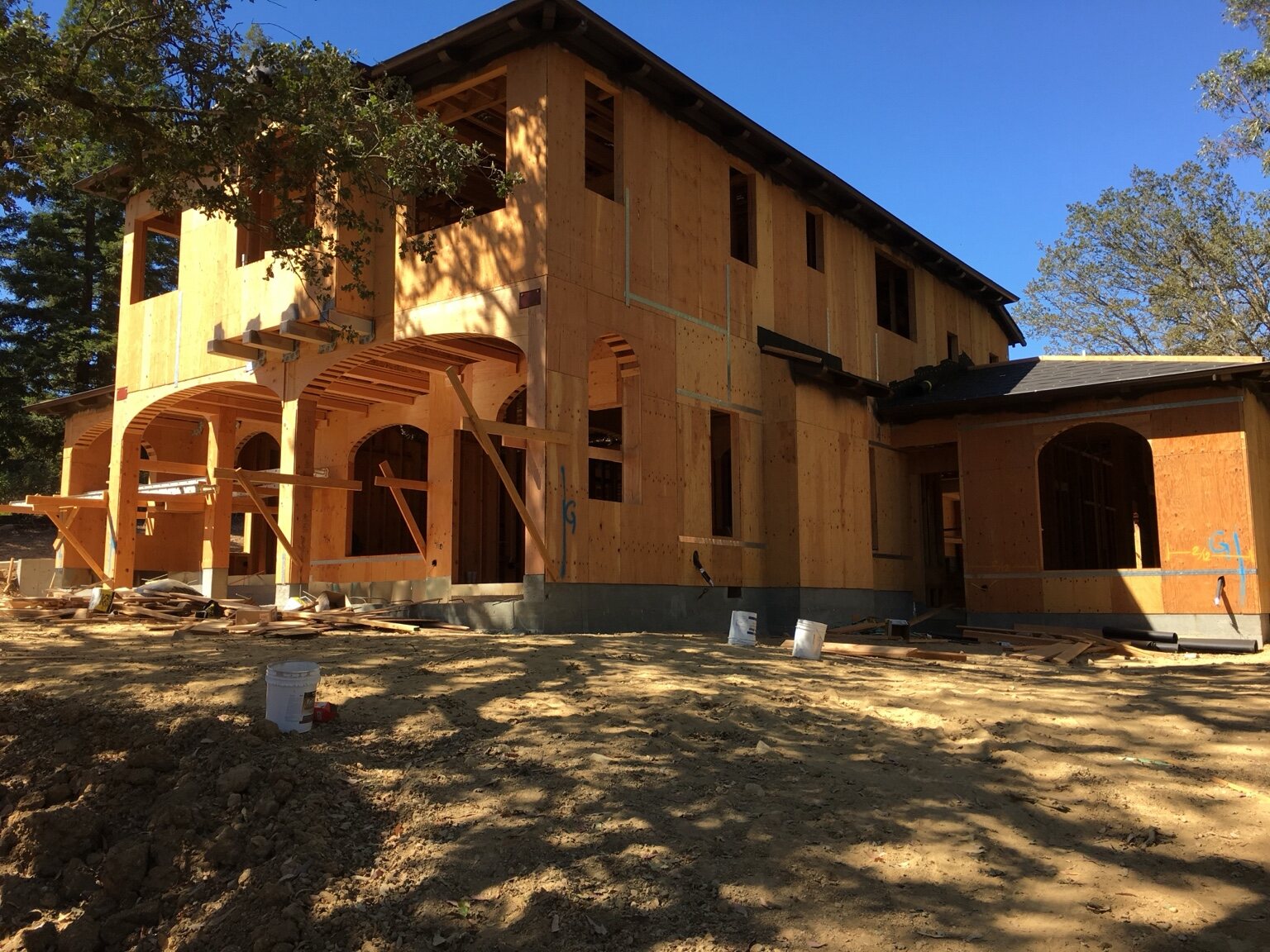 Large Monte Sereno custom home during structural framing