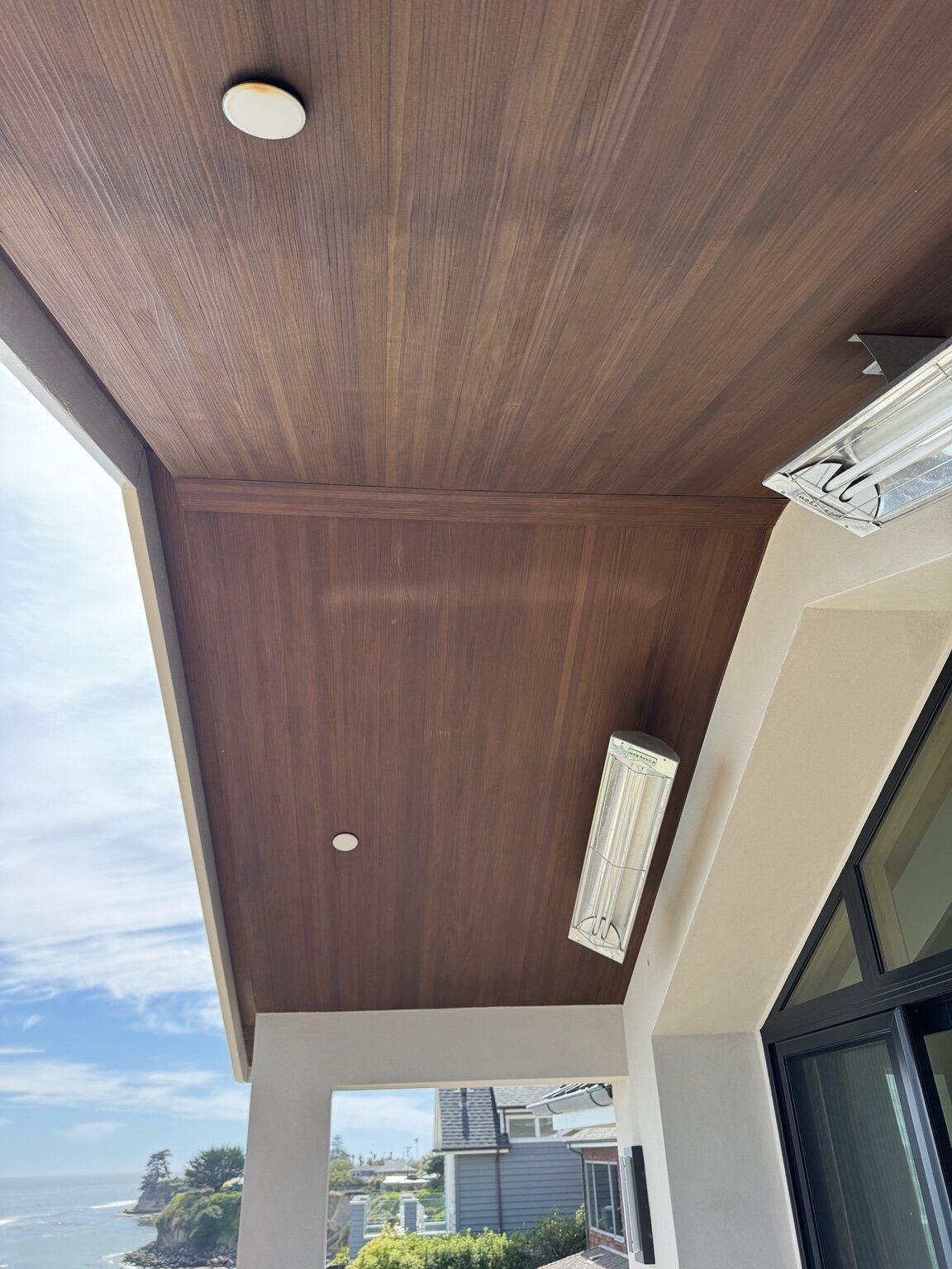 Finished wood soffit overlooking the Opal Cliffs coastline